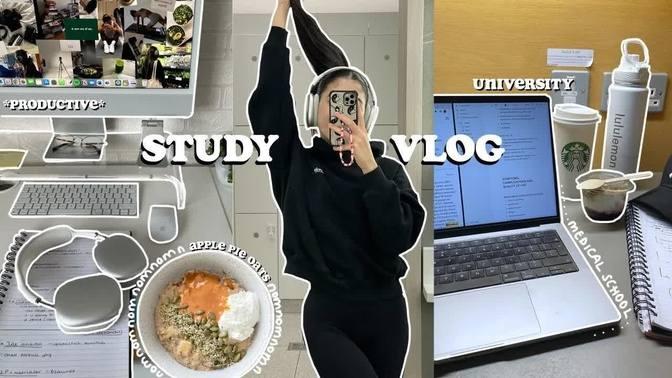 STUDY VLOG What I Eat Library Study Sesh Assignments Unboxing