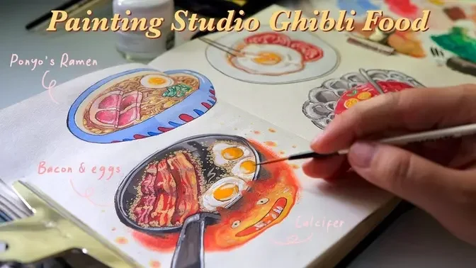 painting Studio Ghibli food ?? gouache
