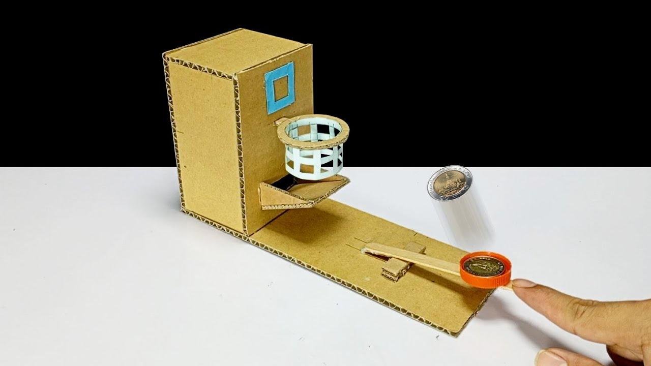 Cardboard Basketball Game with Coin bank | สอนทำออมสินหยอดเหรียญ บาสเก็ตบอลลังกระดาษ