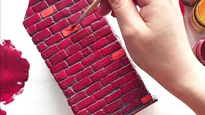 DIY Miniature house with bricks | Cardboard craft idea