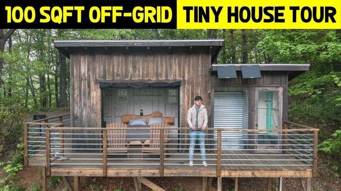 TINY OFF-GRID 100sqft CABIN w/ EPIC 20ft 2-Person Swing! (Full Tour)