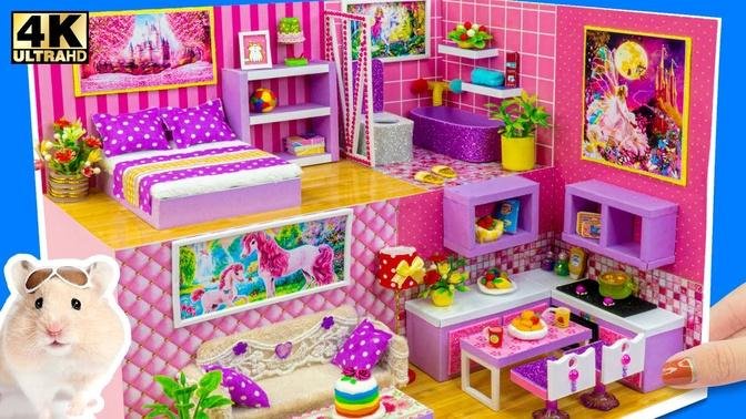 DIY Miniature Cardboard House #141 ❤️ Build Purple Cute Villa for Lovely Hamster from Cardboard