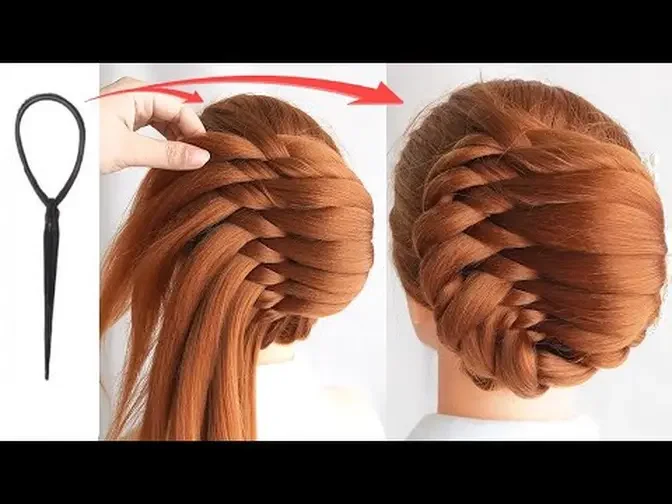 Fancy Braided Bun Updo Hairstyle Step By Step - French Bun Hairstyle