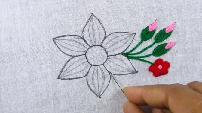 Amazing Hand Embroidery Tutorial, Easy Flower Embroidery For Beginners, Sewing Flower Stitch