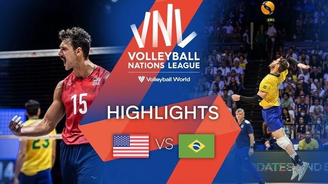 🇺🇸 USA vs. 🇧🇷 BRA - Highlights Quarter Finals | Men's VNL 2022