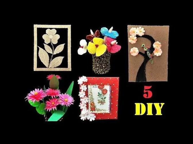 5 Easy Flower Making From Paper and Other Material | DIY | Paper Flowers | Home Decor