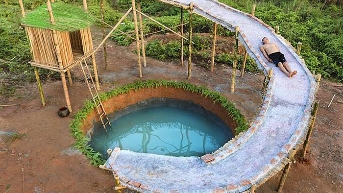Build Water Slide House Around Underground Swimming Pool