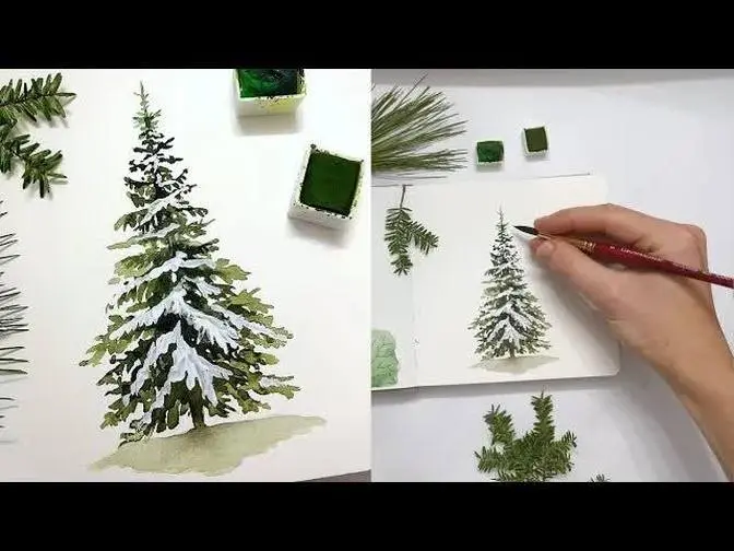 How to paint EASY Watercolour Christmas trees Watercolor art for BEGINNERS Sketchbook Sunday 3
