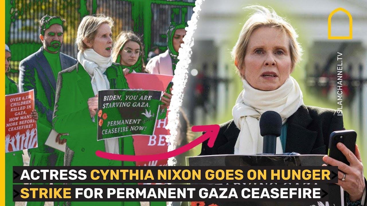 Actress Cynthia Nixon among group on hunger strike for a permanent ceasefire in Gaza