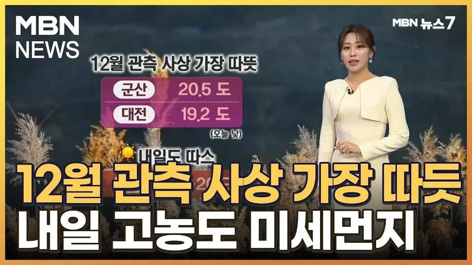 [날씨] 12월 관측 사상 가장 따듯…내일 고농도 미세먼지 [MBN 뉴스7]