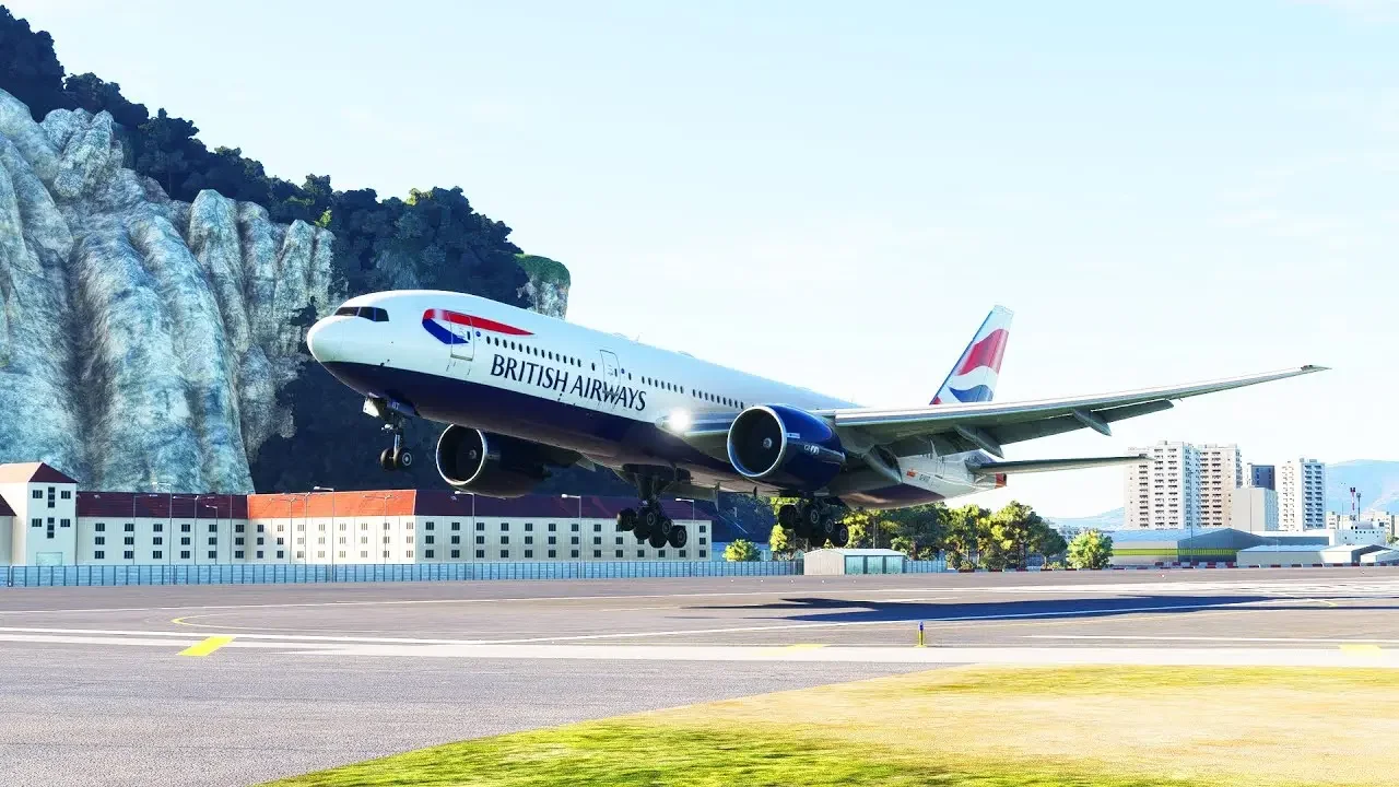 Impossible Landing Boeing 777 British Airways at Gibraltar Airport MFS2020
