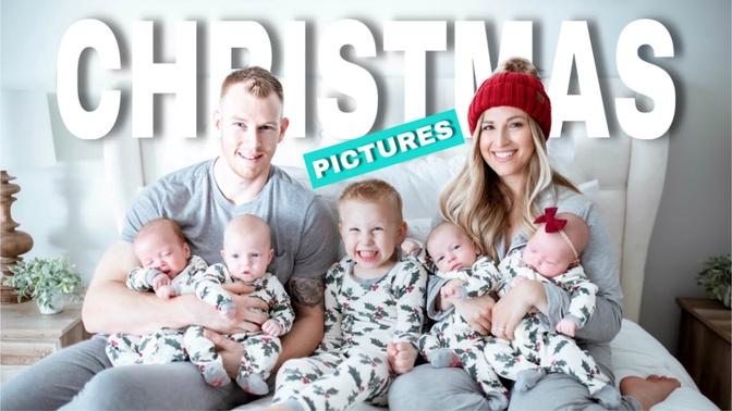 BEHIND THE SCENES CHRISTMAS PICTURES WITH QUADRUPLETS AND A TODDLER