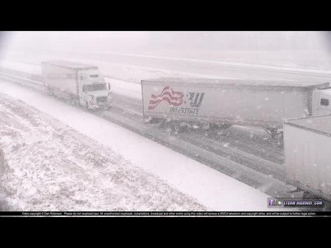 Interstate 55 pileup in snow caught on camera in 4K - Elkhart, Illinois