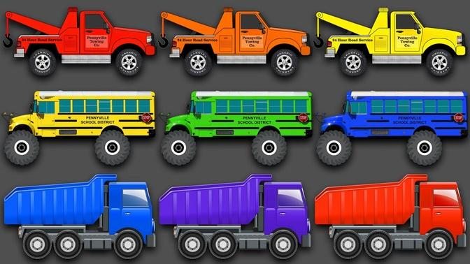 Mixing Colors Street Vehicles, Construction Equipment & Monster Trucks - Learn Colours for Children