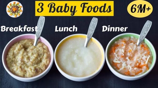 3 Healthy Foods for  Baby Breakfast, Lunch & Dinner | Fusion Cooking Baby Foods for 6M+ Babies