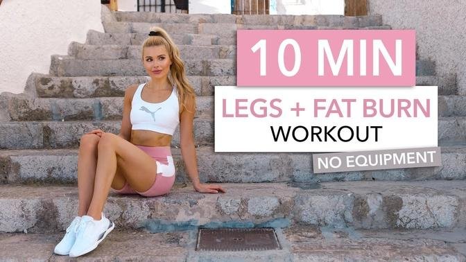 10 MIN LEGS + FAT BURN - tone your thighs, booty & burn calories - No Equipment I Pamela Reif