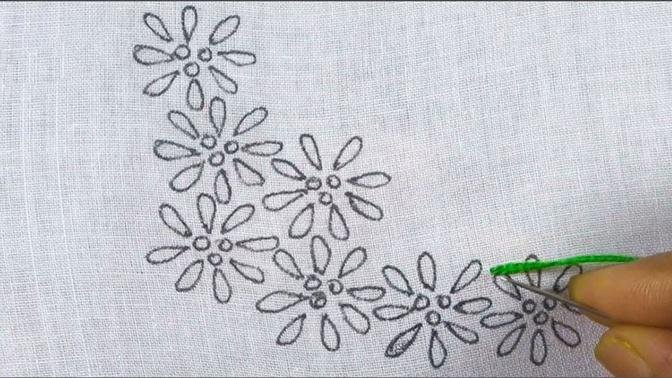 Hand Embroidery beautiful flower design Very Easy Hand Embroidery Needle Sewing Tutorial For Dress