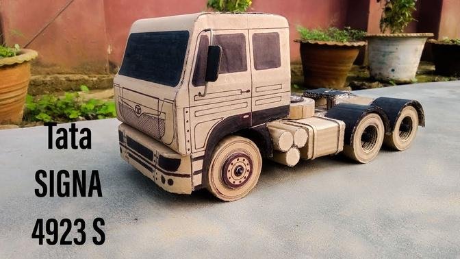 How to make RC Heavy TRUCK with CARDBOARD _ Tata SIGNA 4923 S