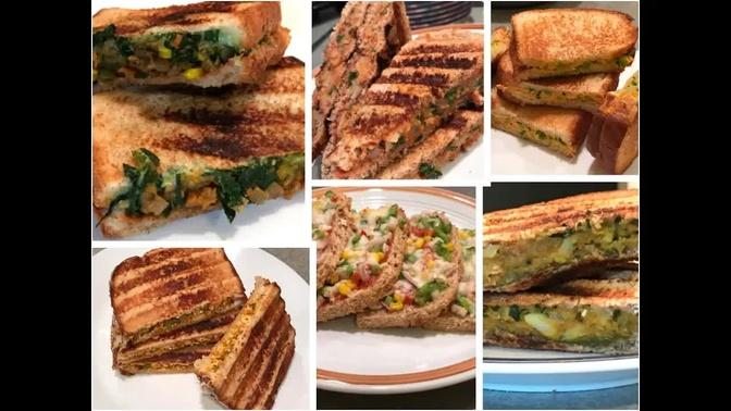 6 Best Veg SANDWICH RECIPES | 6 healthy SANDWICH RECIPES for kids | Indian Breakfast/Lunch box Ideas