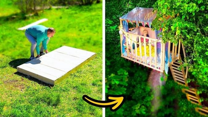 DIY TREE HOUSE FOR SUMMER Afternoon || BEST CRAFTS FOR THE BACKGROUND