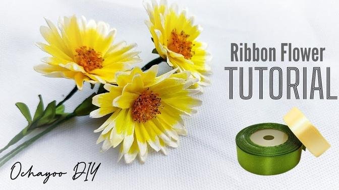 DIY/how to make satin ribbon flower easy