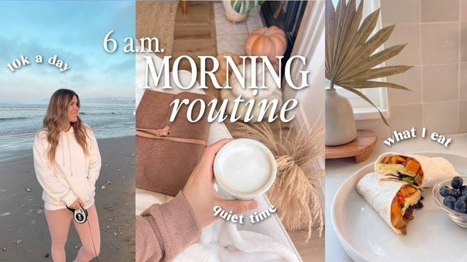 6 am morning routine | how i start my day, 10k steps, morning workout, healthy habits + quiet time