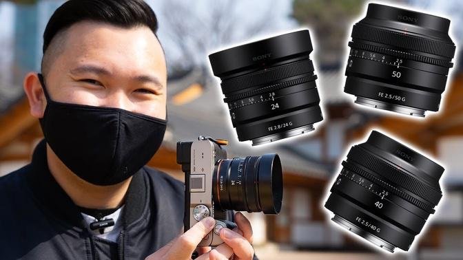 COMPACT SONY LENSES REVIEW! 24mm 40mm 50mm G for a7 IV III a7C a7S a7R a9.