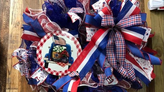 How To Make A FUN Patriotic Wreath With a Hard Working Mom's Wreath Kit - DIY Craft Tutorial