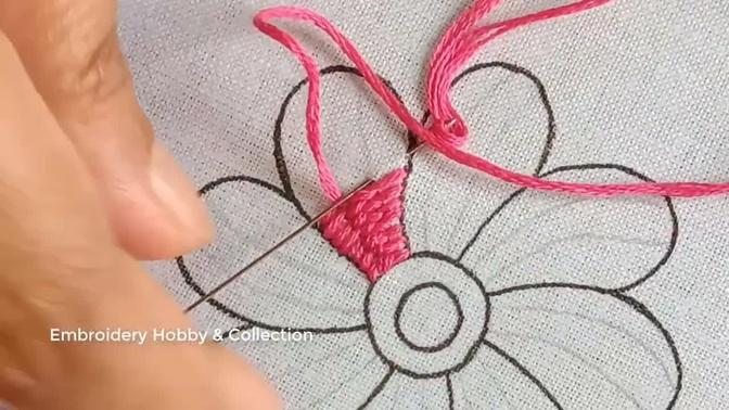 basic flower hand embroidery tutorial/Needle pount/Bordado fentacia #handembroidery #sewinghacks