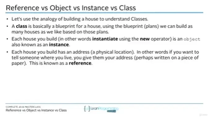 Java Masterclass 06-082 Reference vs Object vs Instance vs Class