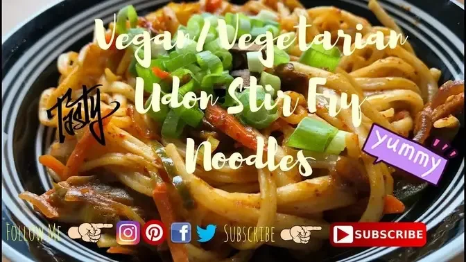 Vegan  Vegetarian Udon Stir Fry noodles