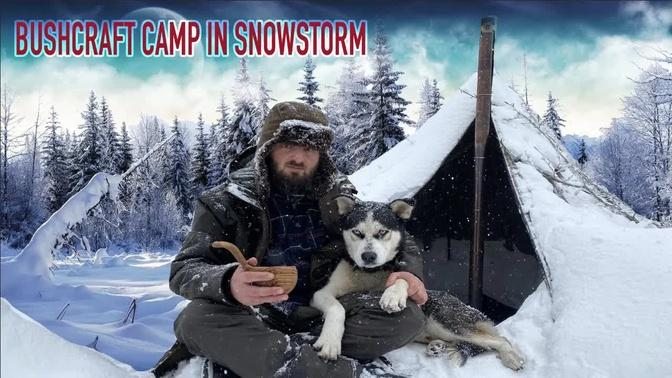 SOLO 2 DAY WINTER BUSHCRAFT CAMP - Shelter in the Snowfall - Lavvu Poncho - SNOW HIKING