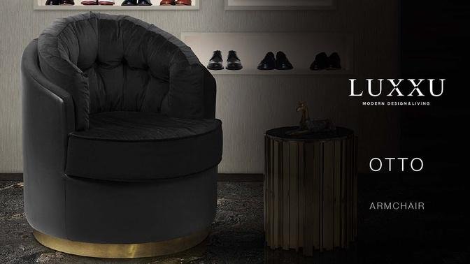 Otto Brass Leather & Velvet Armchair I Luxxu Modern Design&Living