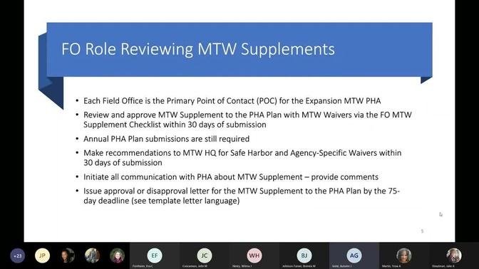 FO MTW Supplement and Monitoring & Oversight Peer to Peer Training MTW FO Onboarding Series Part III