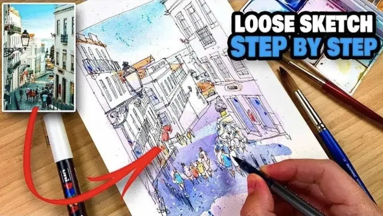 如何绘制下坡街道（松散的城市素描分步指南）