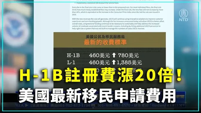 H-1B註冊費漲20倍！美國最新移民申請費用｜ #新唐人電視台