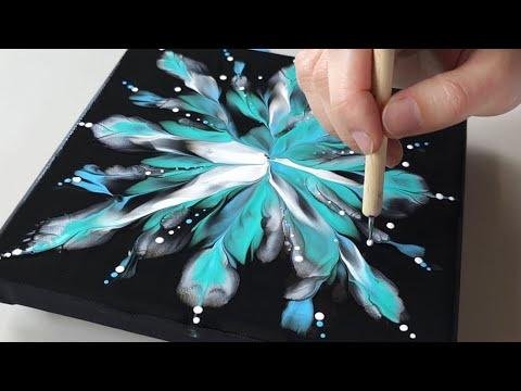 (836) Snowflake | Simple Dip Technique | Fluid Acrylic | Easy painting ideas | Designer Gemma77