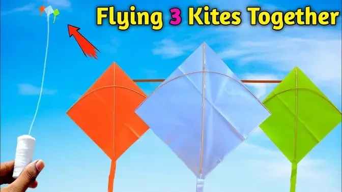 Flying three kites together , How to make tricolour kite , Flying ...