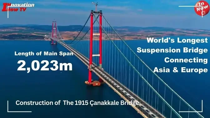 Construction Of The World's Longest Suspension Bridge - The 1915 ...