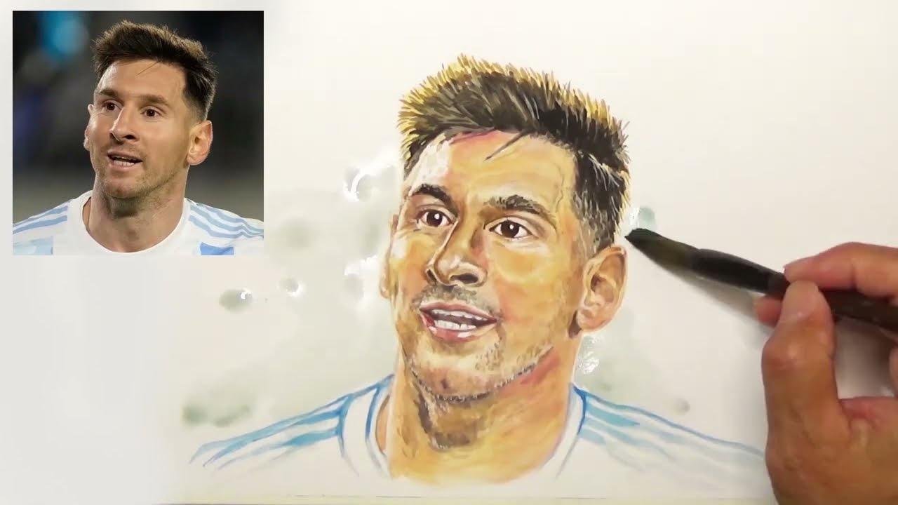 Watercolor - Leo Messi.| 水彩畫－里奧·梅西.世界足球先生。