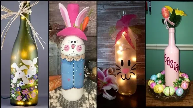 DIY easter decor | best 50 easter unique wine bottle craft ideas