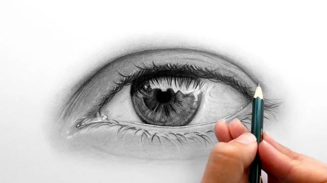 Timelapse | Drawing, shading a realistic eye with Faber-Castell graphite pencils | Emmy Kalia