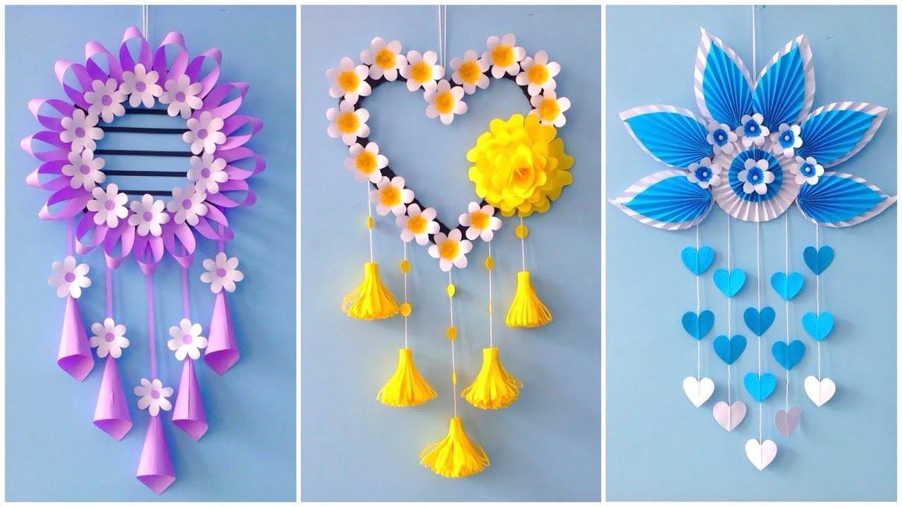 3 Easy paper Flower Wall Hanging / Home Decoration / A4 sheet craft ...