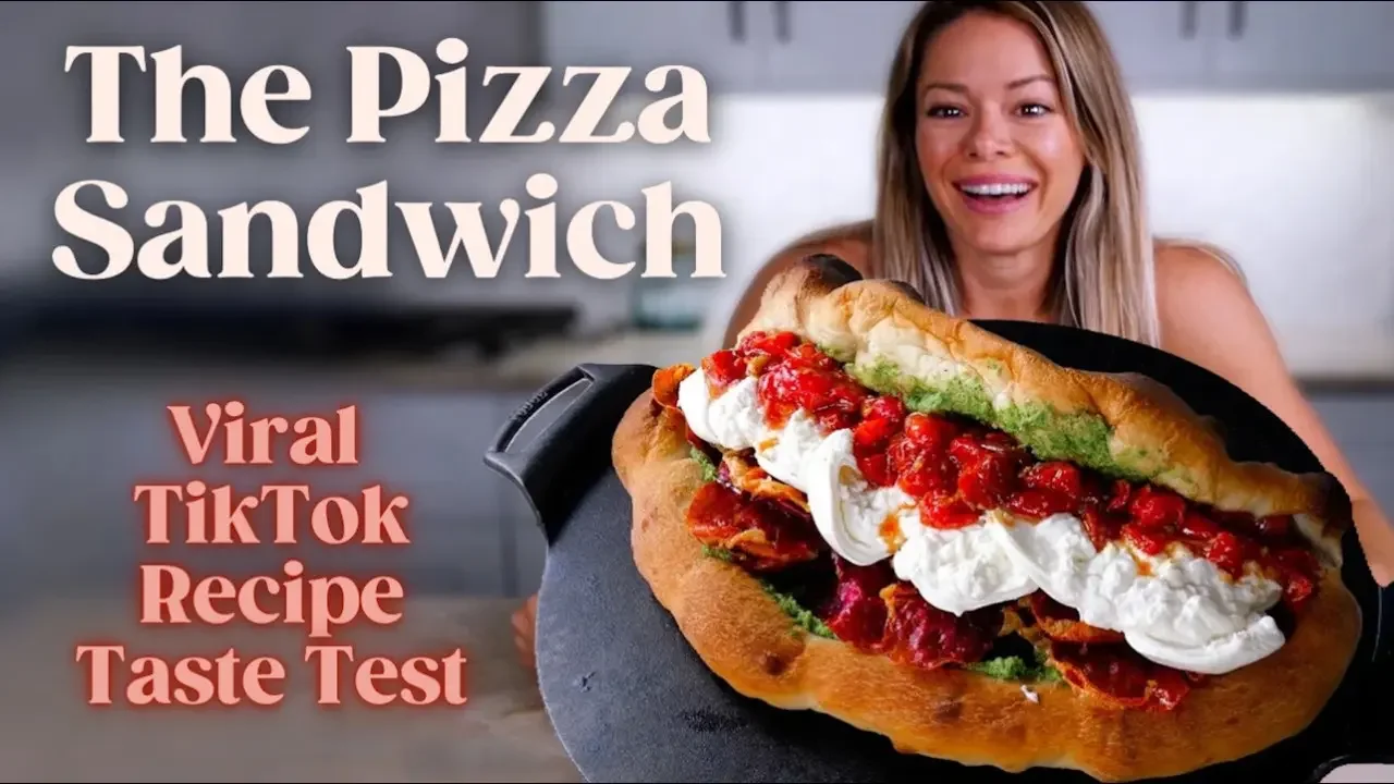 Viral TikTok Giant Pizza Sandwich Recipe | Cooking, Talking, Mukbang