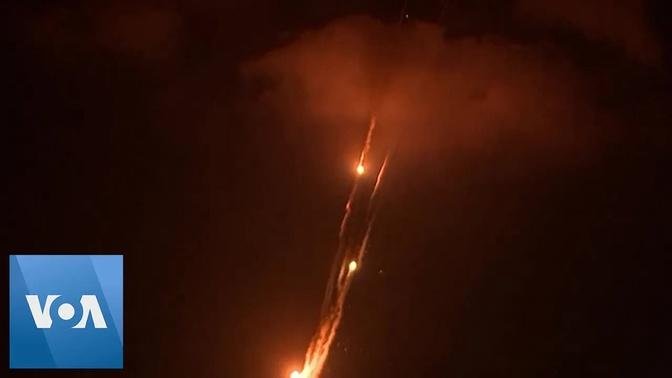Gaza Rockets Fired Toward Israel in Night Sky