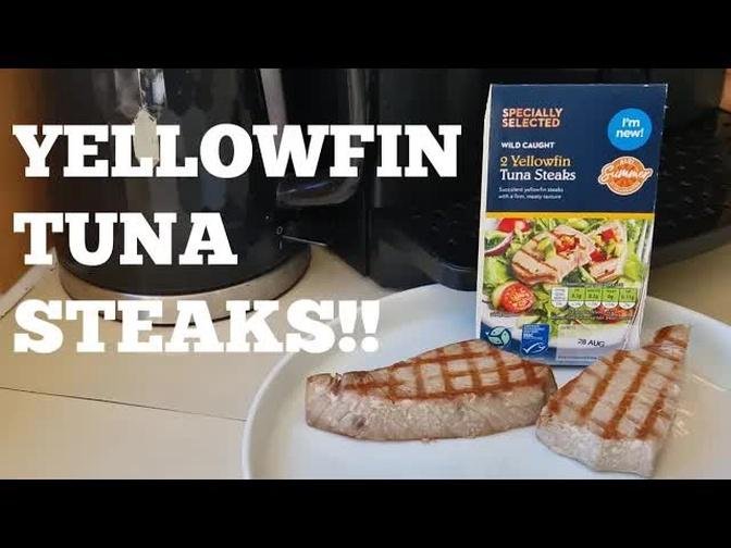 New WILD CAUGHT 2 Yellowfin TUNA STEAKS SPECIALLY SELECTED ALDI Food Review Videos Bald