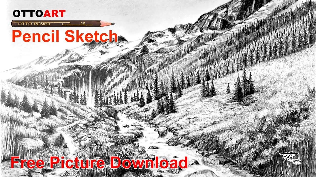 ✏️ Draw landscape Sketch with pencil-鉛筆素描畫山水風景（1）