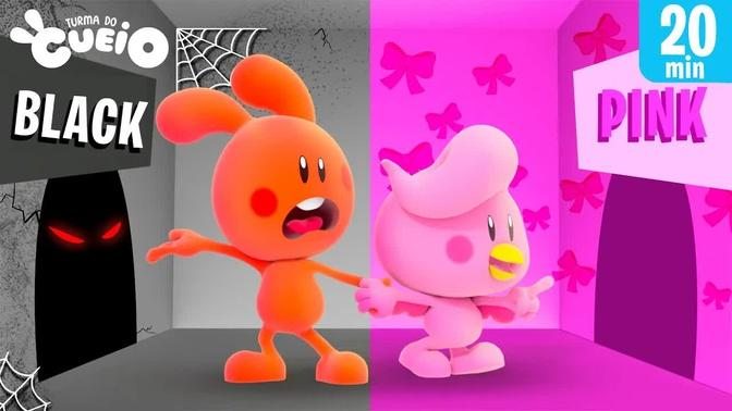 BLACK VS PINK ! CUEIO'S BATTLE OF THE COLORS !!! - Cueio Cartoons for Kids - rainbow friends