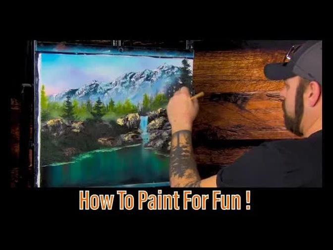 How To Paint For Fun | Mountain Waterfall Oil Painting | Paintings By Justin