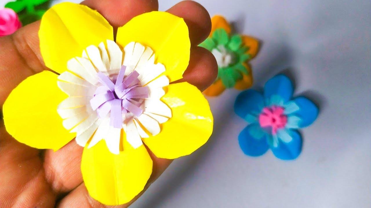 Easy paper flowers / How to make paper flowers /Paper craft by @KovaiCraft